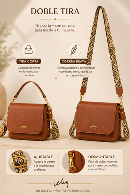 Bolso premium Elegance Velez con Correa Reata