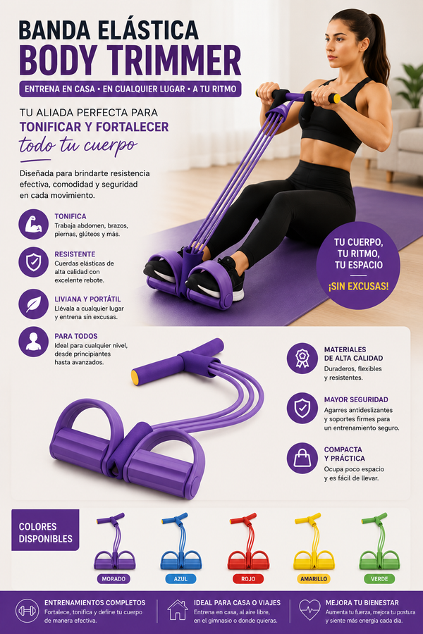 Banda Elástica Body Trimmer con 4 Bandas de Resistencia