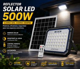 Reflector Solar LED 500W con Panel Independiente y Control Remoto